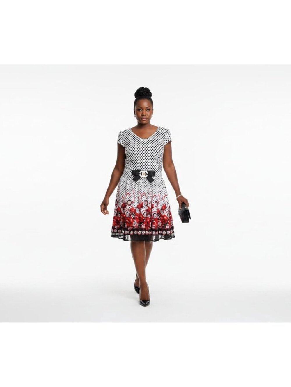 Midnight Rose Polka Dot Dress